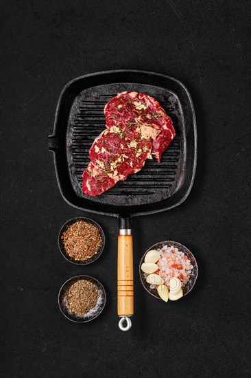 Preparation of ribeye steak in cast iron skillet