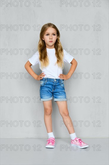 Little girl in white t-shirt