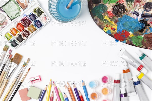 Various stationery artistic items. Resolution and high quality beautiful photo