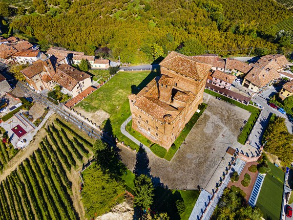 Aerials of the wineyards around Castle of Grinzane Cavour