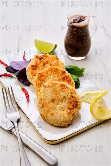 Potato pancakes stuffed with trout forcemeat