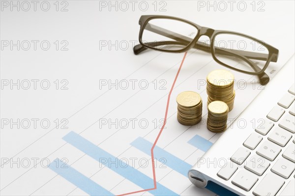 Coin pile near glasses