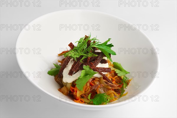 Deep plate of salad with bean