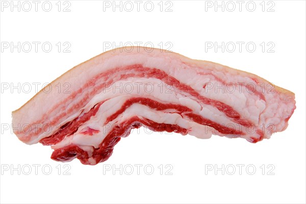 Raw fresh pork belly slice isolated on white background