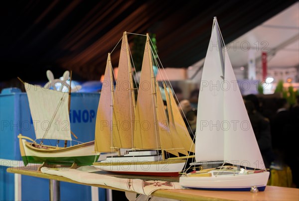 Set of small colorful model sailboats