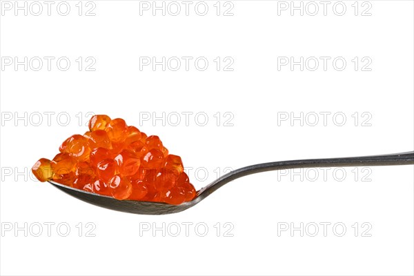 Spoon with salmon red caviar