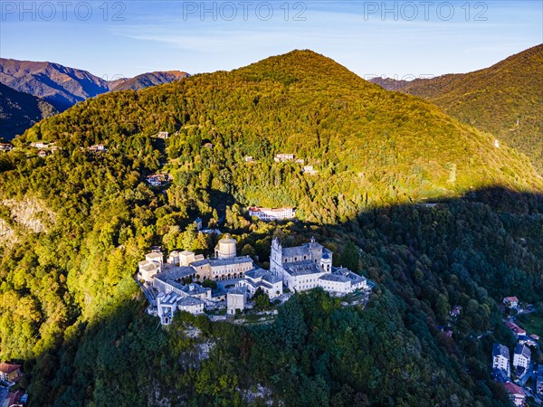 Aerial of the Unesco world heritage site Sacro Monte de Varallo