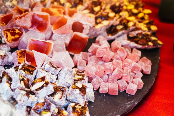 Load of traditional turkish delight lokum candy