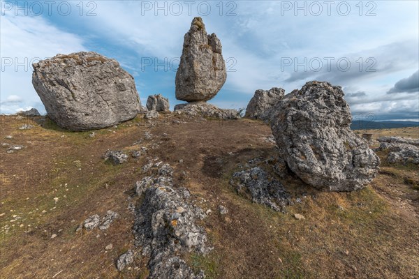 Strangely shaped rocks in the chaos of Nimes le Vieux in the Cevennes National Park. Unesco World Heritage. Fraissinet-de-Fourques