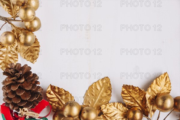 Christmas composition gold berries