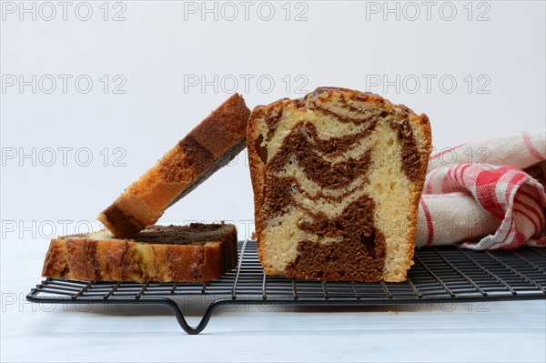 Marble cake on cake rack