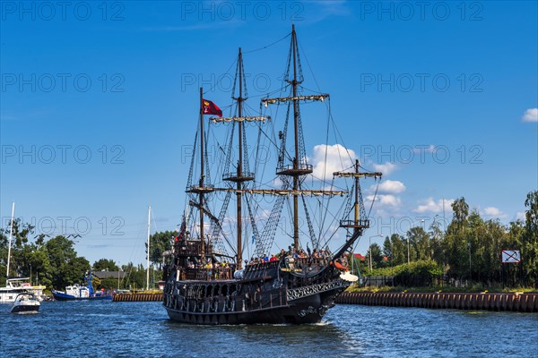 Tourist pirate ship in the harbour of Gdansk. Poland