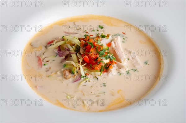 Spicy chicken soup with vegetables