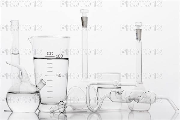 Chemicals composition lab with white background