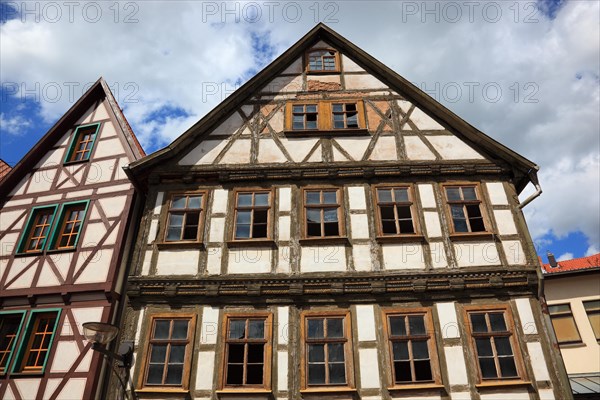 Half-timbered house in need of restoration in the town of Schmalkalden