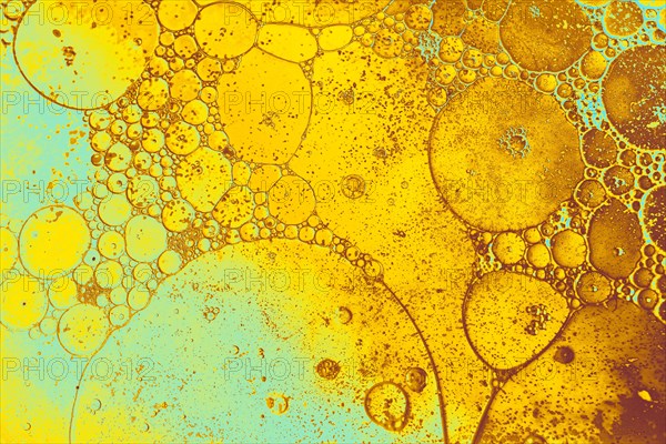 Oil bubbles inside water base form patterns