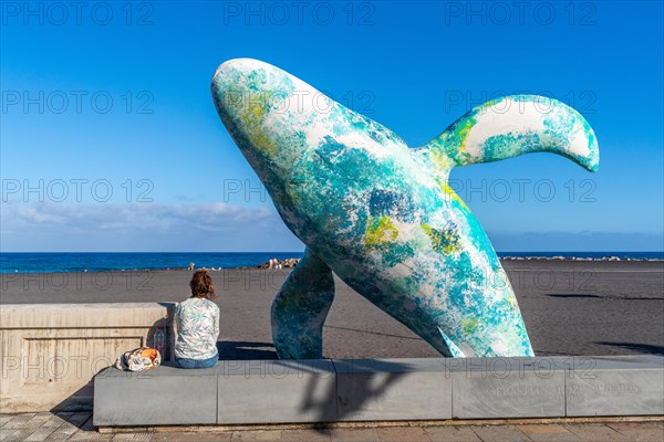 Modern sculpture of a whale