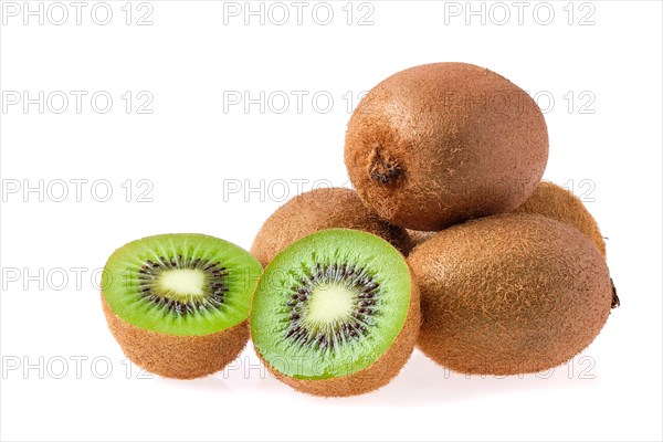 Pile of fresh kiwi isolated on white background