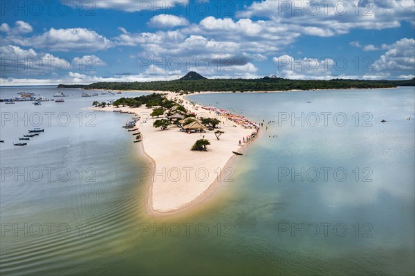 Long sandy beach in Alter do Chao along the amazon river