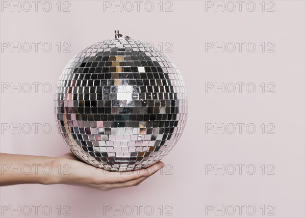 Front view hand held disco ball