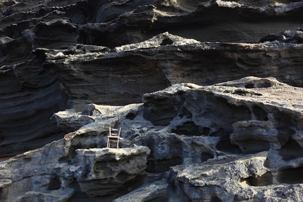 Rock formation at the extinct volcanic crater in El Golfo