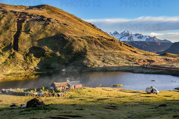 Houses on a lagoon in the Peruvian highlands