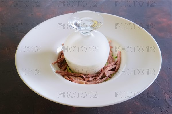 Traditional cold belorussian soup with beef