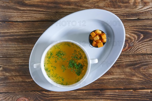 Plate of chicken bouillon