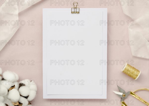 Empty paper with cotton flowers