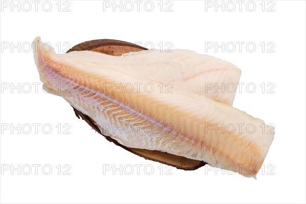 Frozen fillet of cod isolated on white background