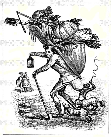 Satire on the situation of the peasants under the Ancien Regime of the Bourbons in France