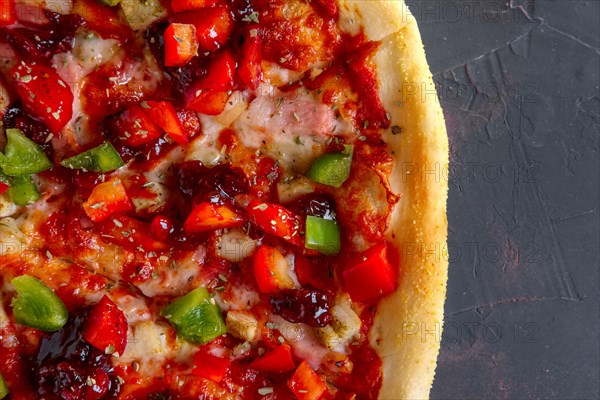 Pizza with colorful bell pepper