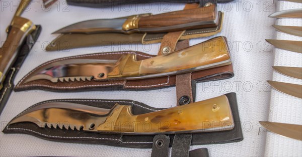Steel knife set in the view
