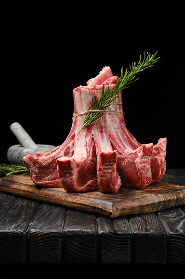 Raw fresh lamb crown roast