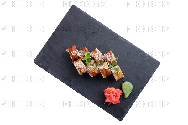 Rolls with eel isolated on white background