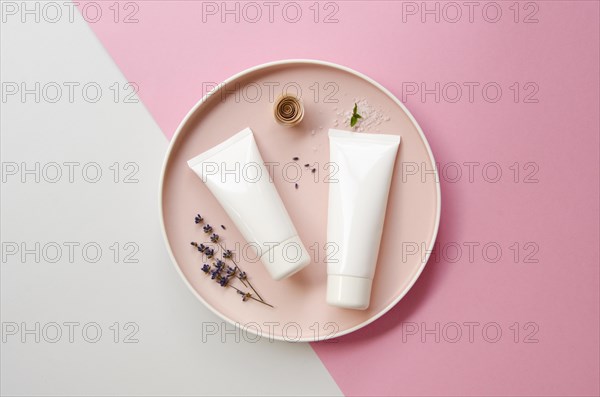 View decoration with cream bottles plate. Resolution and high quality beautiful photo