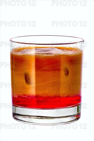 Cold brew cherry iced coffee isolated on white