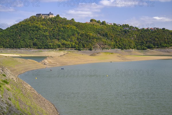 Edersee with Waldeck Castle at low water