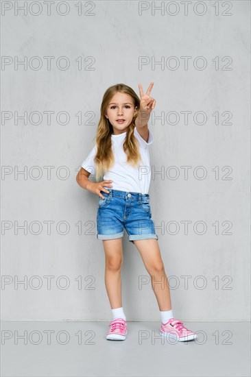 Little girl in white t-shirt