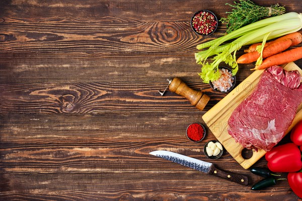 Preparation of beef roll stuffed with vegetables for baking in oven