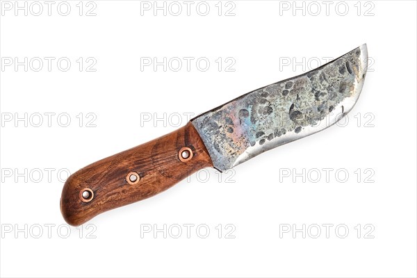 Old forged burcher knife isolated on white background