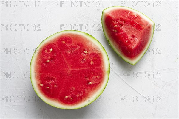Top view sliced watermelon with white background. Resolution and high quality beautiful photo