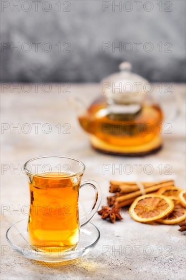 Hot citrus tea with cinnamon and anise