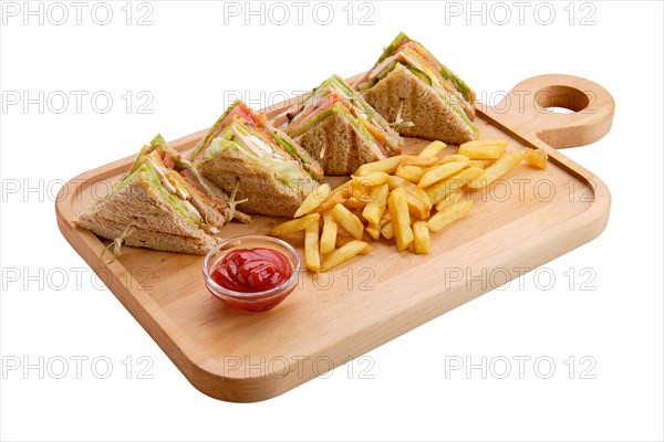 Club sandwich with american fries