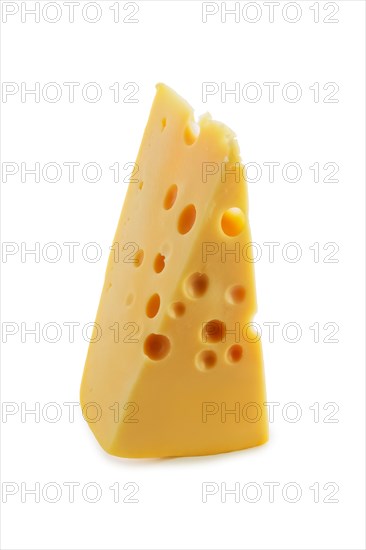 Triangle piece of gouda cheese isolated on white background