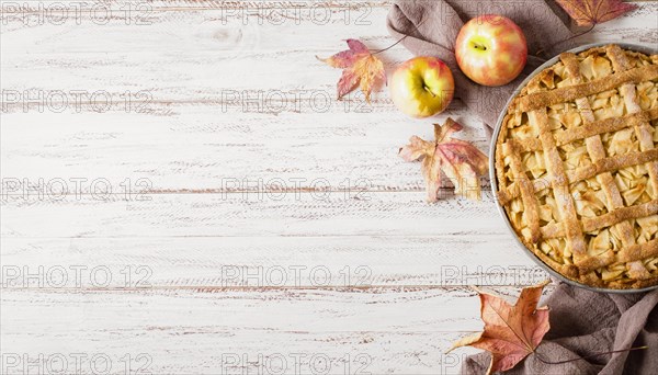 Top view apple pie thanksgiving with copy space. Resolution and high quality beautiful photo