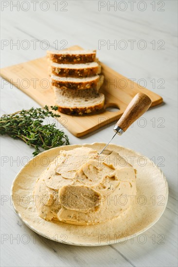 Sour curd mixed with spice and herbs for spreading