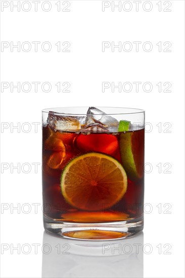 Cocktail with rum and cola with ice