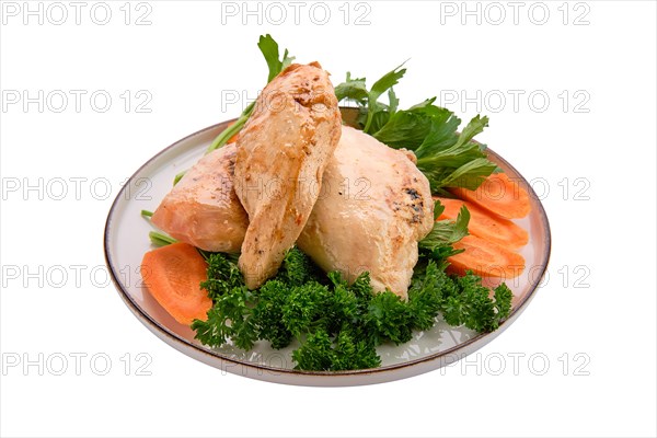 Fried chicken fillet isolated on white