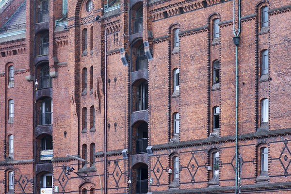 Detailed view of the warehouses in the Speicherstadt